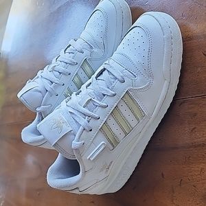 Adidas White & Gold Forum Low Trainer Sneakers Women's Size 7.5